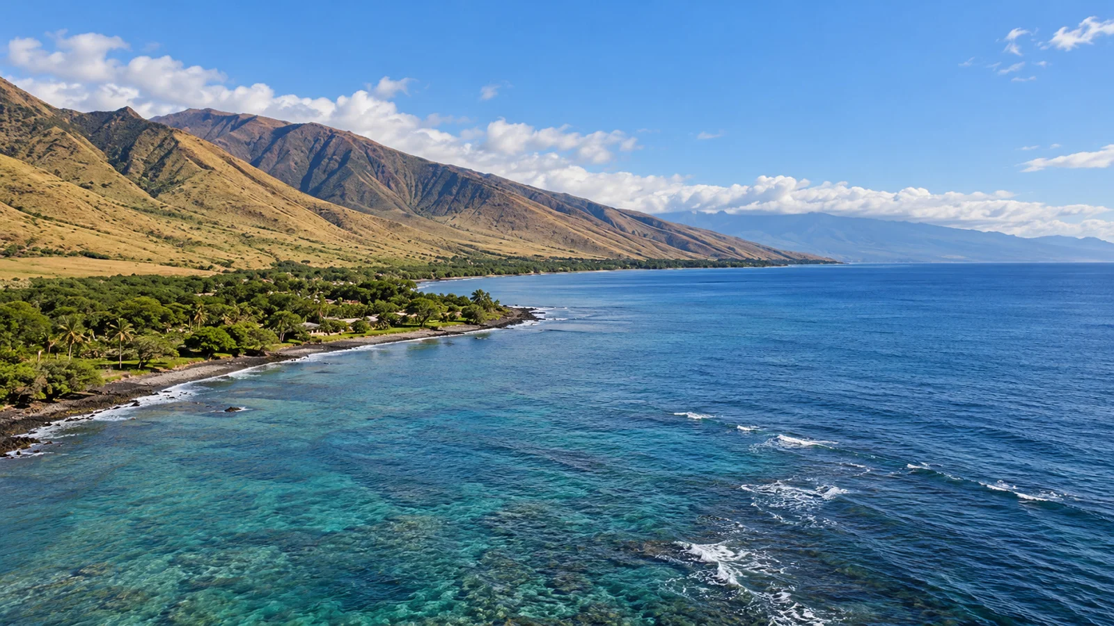 The reef begins with the mountain. Olowalu reef.