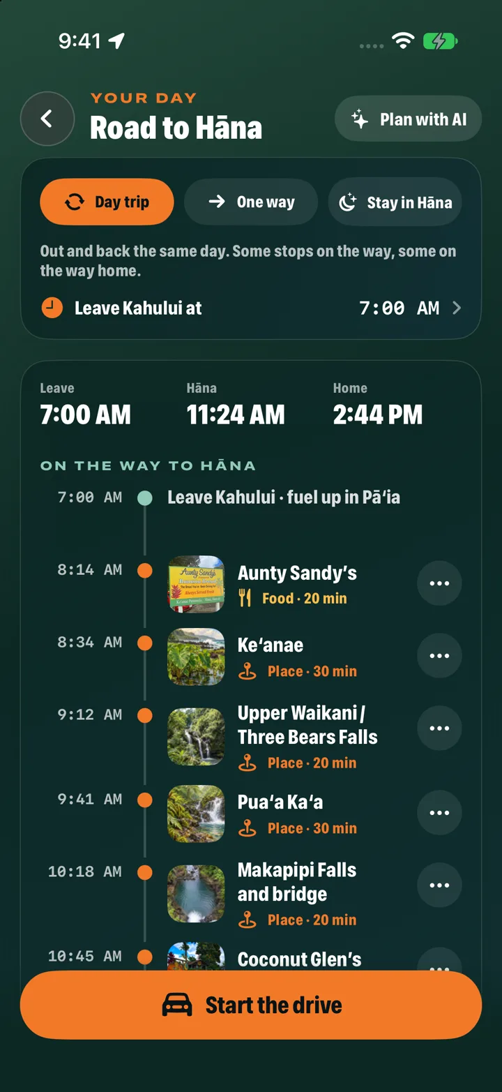 Your Road to Hāna day plan
