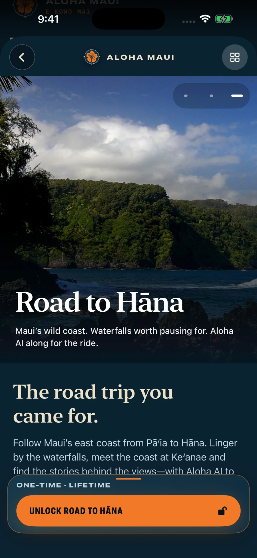 Road to Hāna experience detail page in Aloha Maui