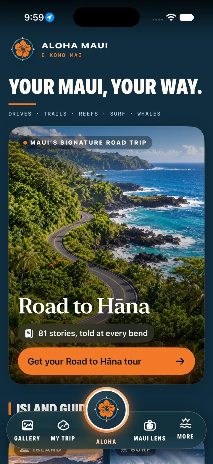 Aloha Maui home with the living Road to Hāna card